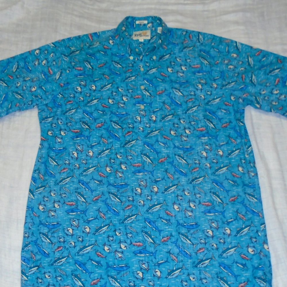 Reyn Spooner I'A Wikiwiki Collection Camp Shirt Hawaiian  Fish Size Small Men's